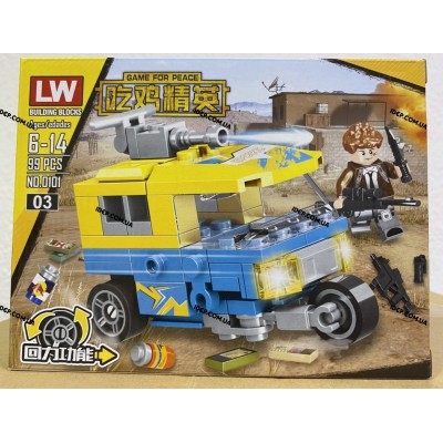 Конструктор - LW Building Blocks - блакитно-жовте авто з Minecraft. Вік від 6 до 14, Лего, Lego